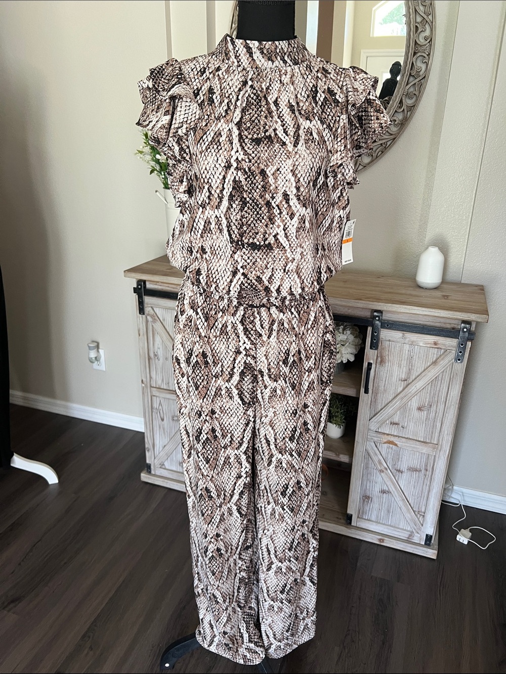 1. State Brown Snake Print Wide Leg Jumpsuit
